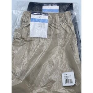 French Toast Boys Pull On Twill Shorts Size 16 Khaki Navy Bundle-  2 pair- NWT
